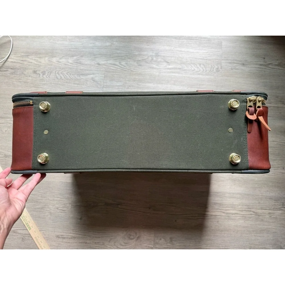 Orvis Battenkill Suitcase Unisex Large Olive Green Excellent Canvas Leather Trim